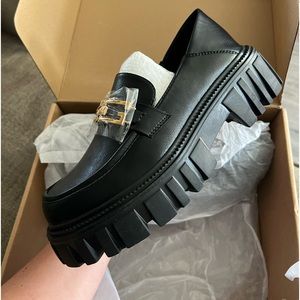 Lattelier Black Vegan Leather chunky loafers